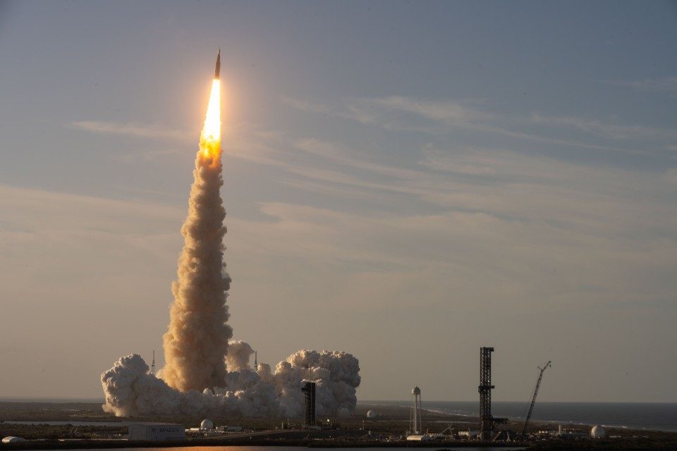 NASA's SLS rocket launches the Lockheed Martin-built Orion into space, sending it on its journey to the Moon.